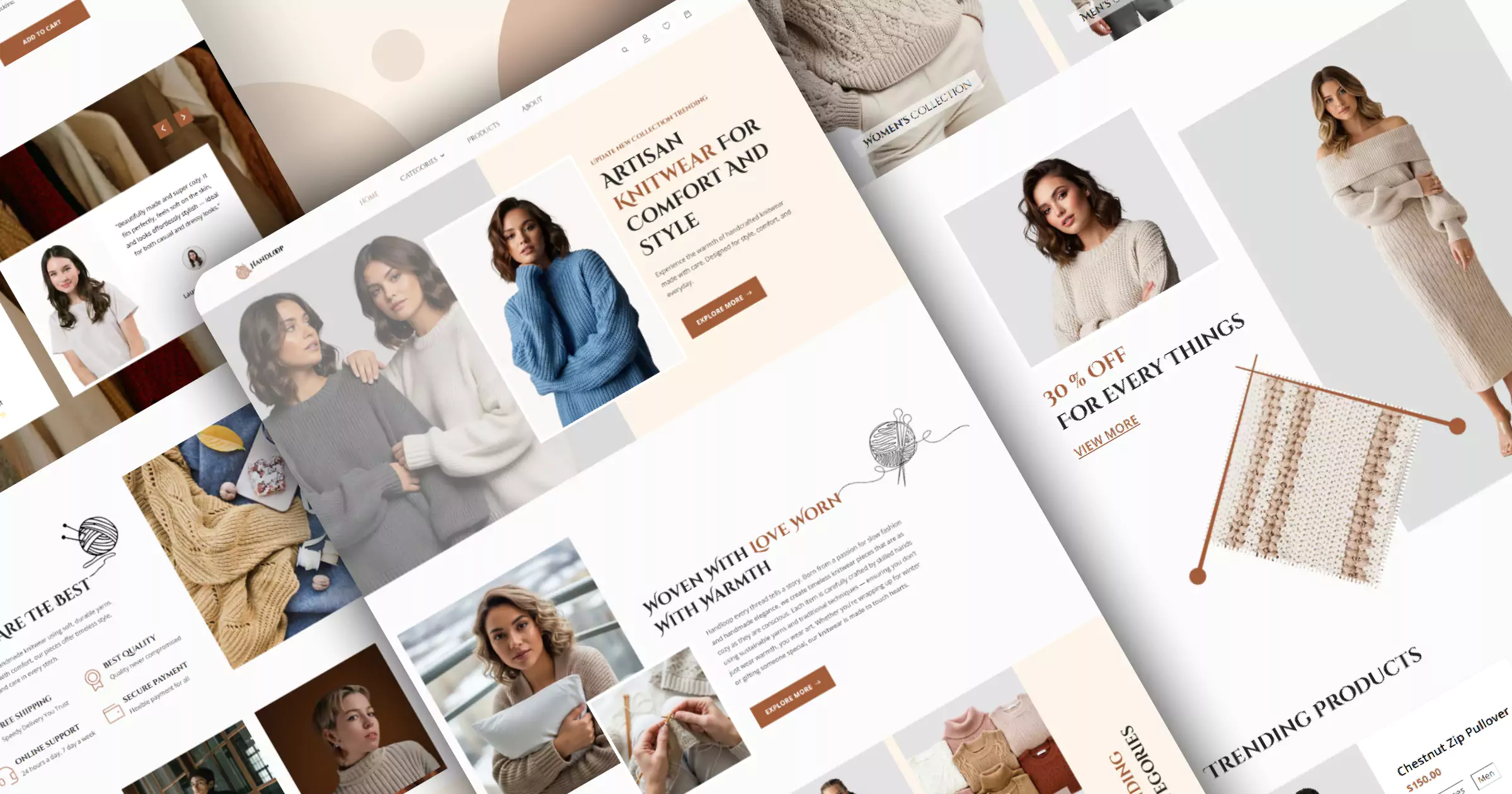 Handloop knitwear eCommerce template banner