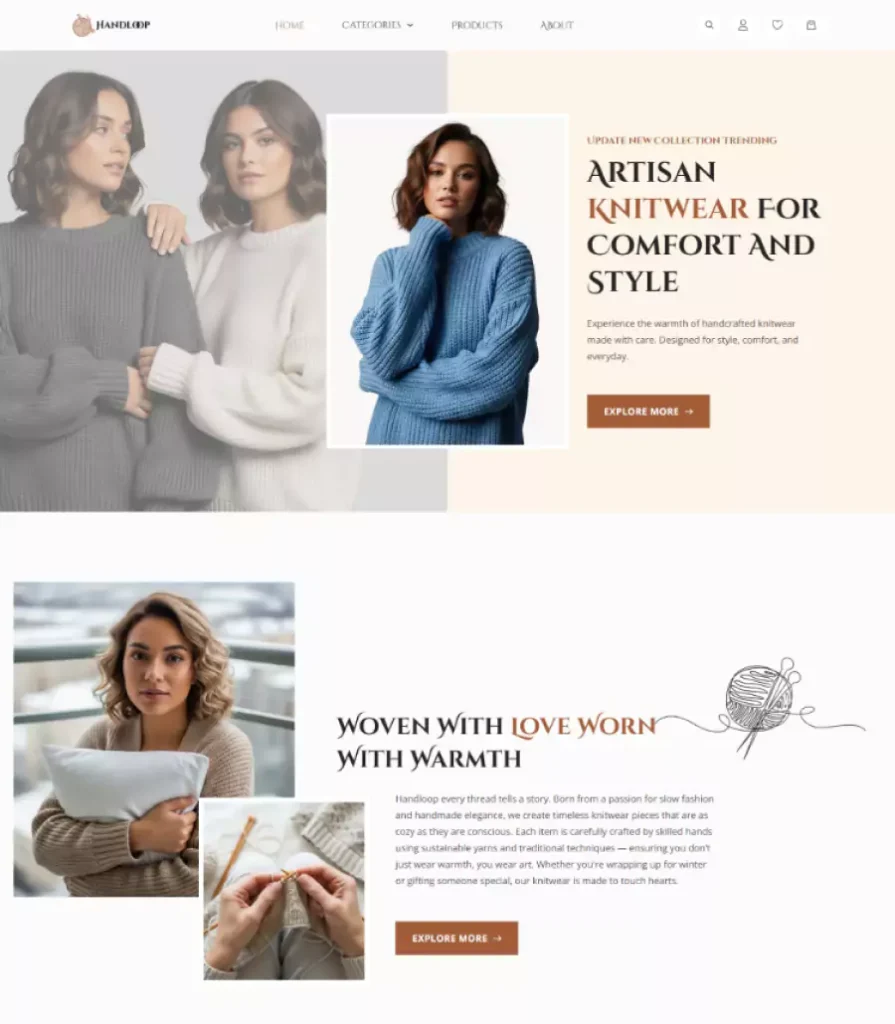 Handloop knitwear eCommerce template thumbnail