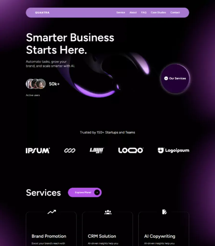 Quantra - AI SaaS Website Template Thumbnail