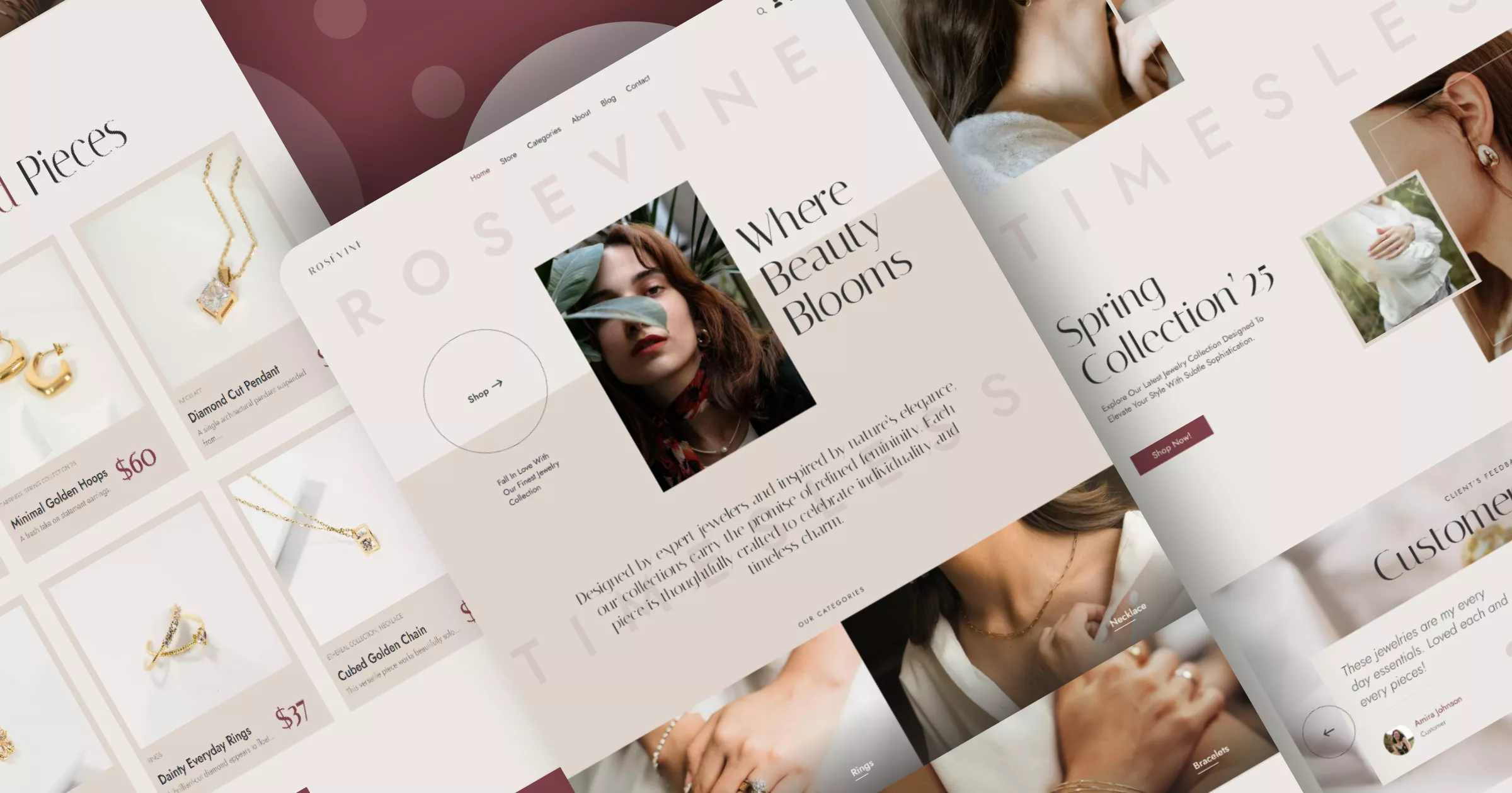 Rosevine Jewelry Website Template Banner