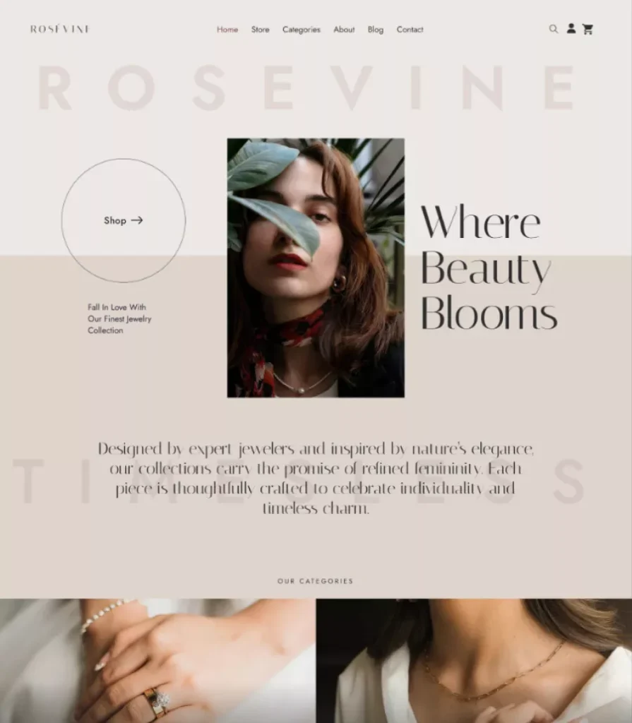 Rosevine Jewelry Website Template Thumbnail