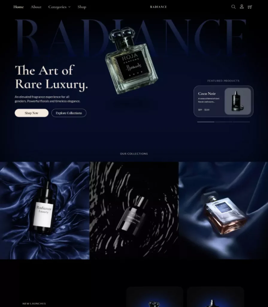 Radiance: Perfume Shop Website Template Thumbnail