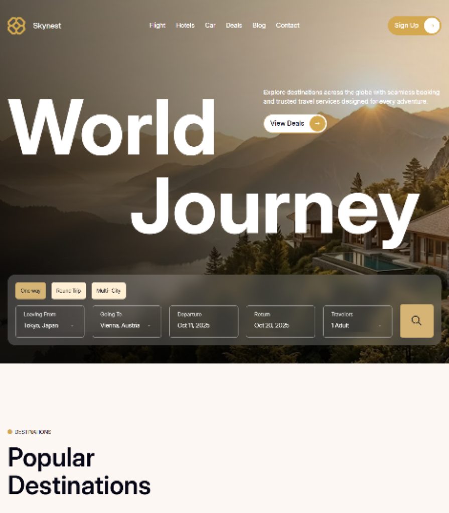 SkyNest | Flight booking website template Thumbnail