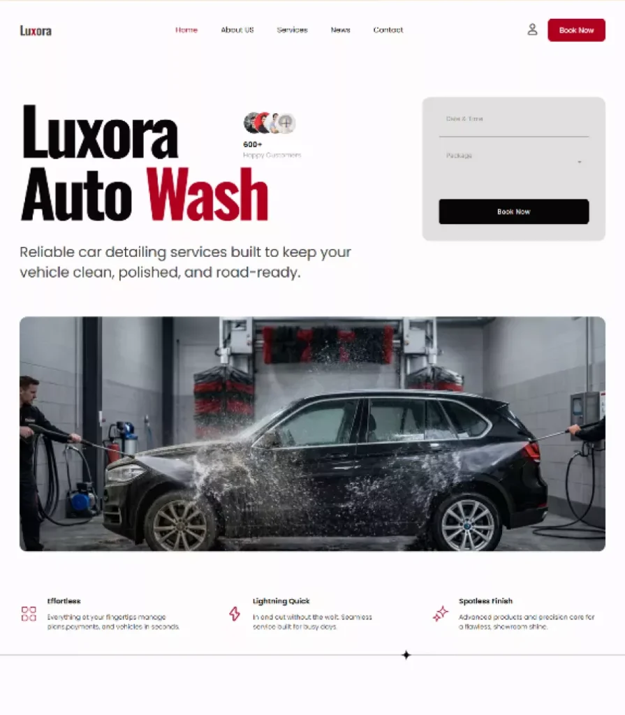 Luxora | Car Wash Website Template Thumbnail