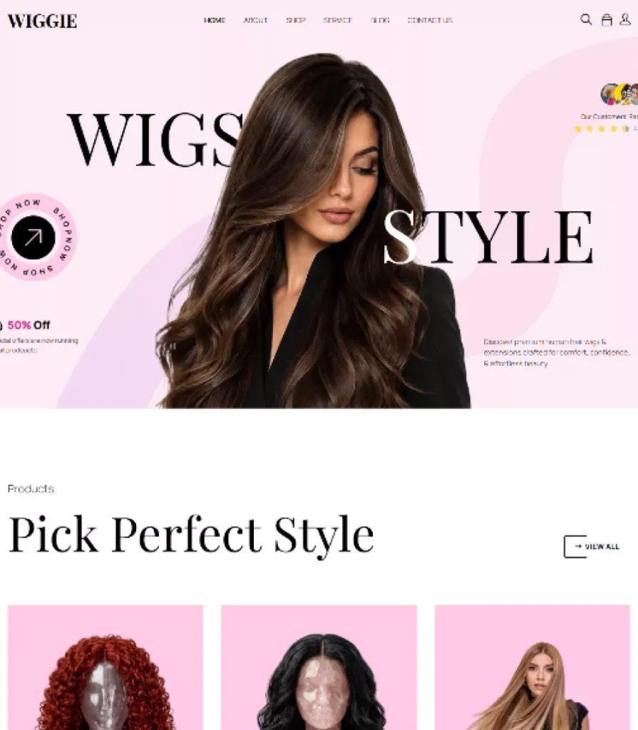 Wiggie | Premium Hair Extensions ECommerce Website Template Thumbnail