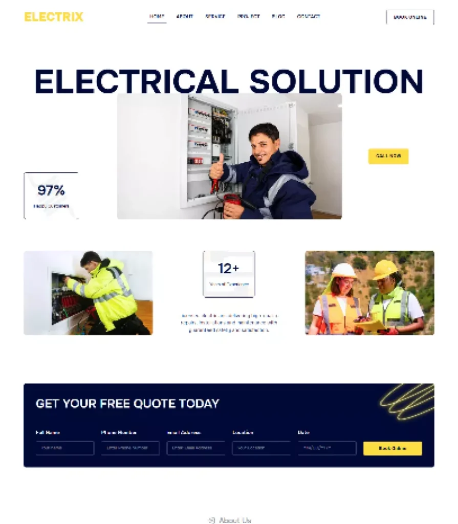 Electrix | Electrician Website Template Thumbnail