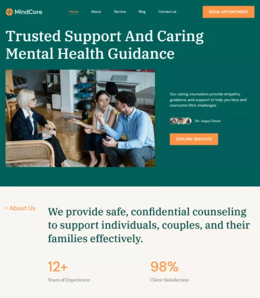 MindCore | Psychologist Website Template Thumbnail