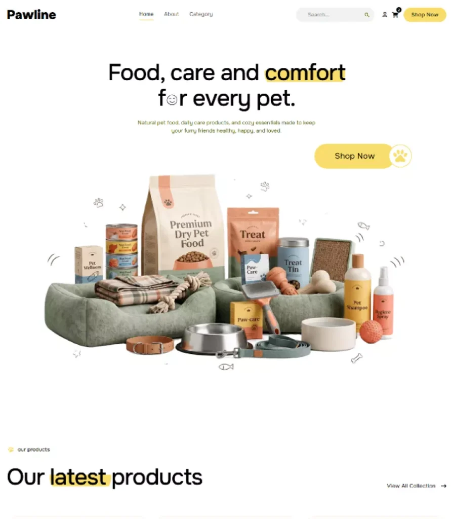 Pawline | Pet Shop Website Template Thumbnail